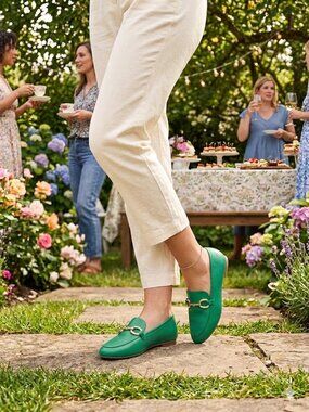 Talbots Green Leather Horsebit Loafers new without tags size 8.5